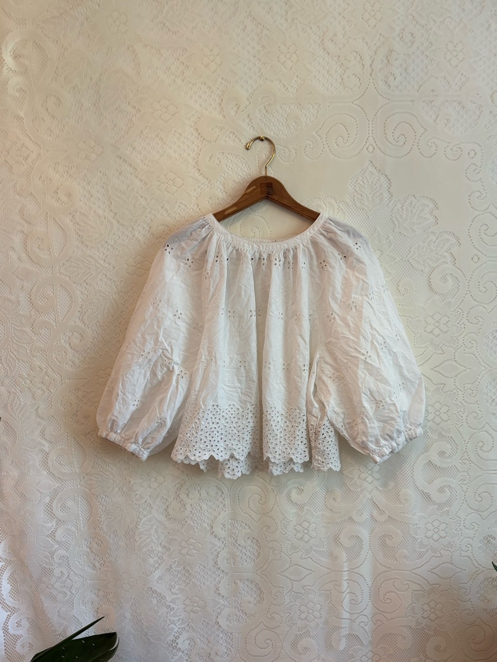 White Eyelet Peasant Blouse - Women Tops